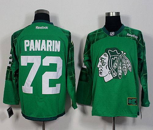 Blackhawks #72 Artemi Panarin Green St. Patrick's Day New Stitched NHL Jersey